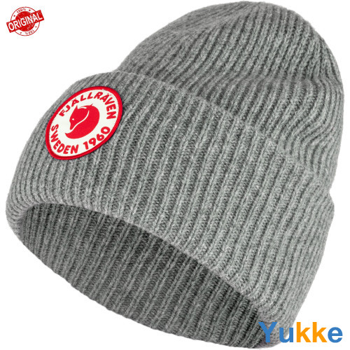 В'язана вовняна шапка з відворотом Fjallraven 1960 Logo Hat (Grey), One Size (78142.020)