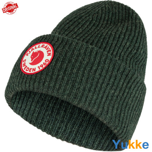 В'язана вовняна шапка з відворотом Fjallraven 1960 Logo Hat (Deep Forest), One Size (78142.662)